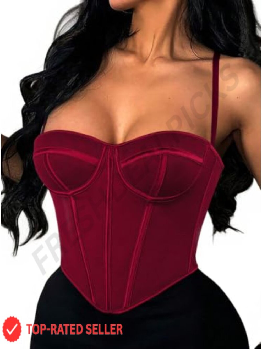 Women's Corset Top With Adjustable Lace-Up Back and Straps Bustier Cami